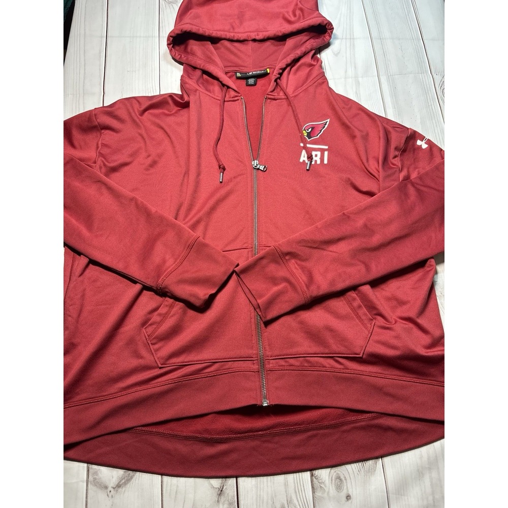 Under Armour Arizona Cardinals NFL Zip Up Hoodie Jacket Red Mens XL Loose Fit